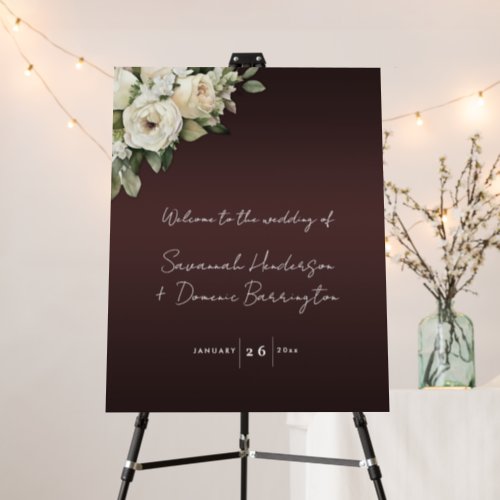 Vintage Flowers on Boho Burgundy Wedding Foam Board