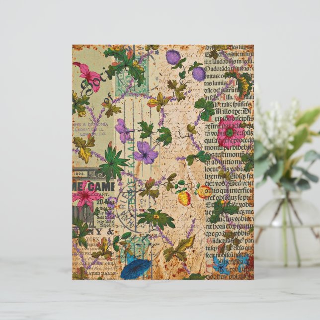 Vintage flowers on newspaper (Standing Front)
