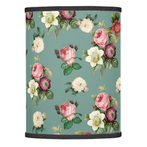 Vintage Flowers on Stone Blue Retro Floral Print Lamp Shade