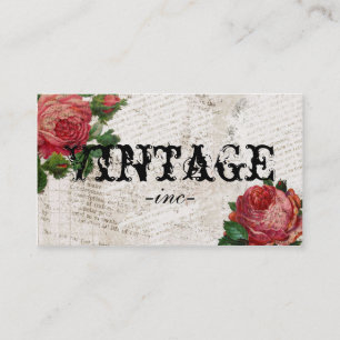 Vintage Flowers over Distressed Text Business Card