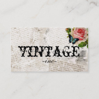 Vintage Flowers over Distressed Text Business Card