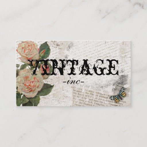 Customizable Vintage Flowers over Distressed Text Business Card