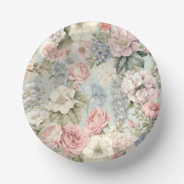Vintage Flowers Paper Bowl (Front)