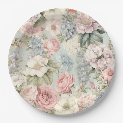 Vintage Flowers Paper Plate