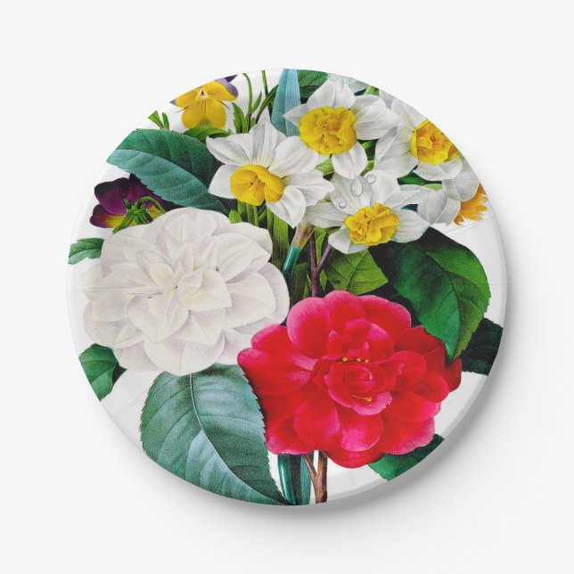 Vintage Flowers Paper Plates (Front)