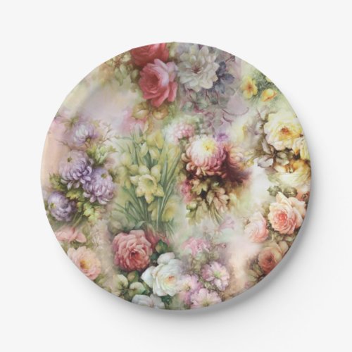 Vintage Flowers Paper Plates