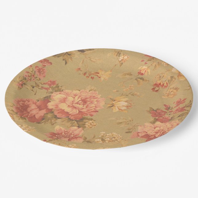 Vintage Flowers Paper Plates (Angled)