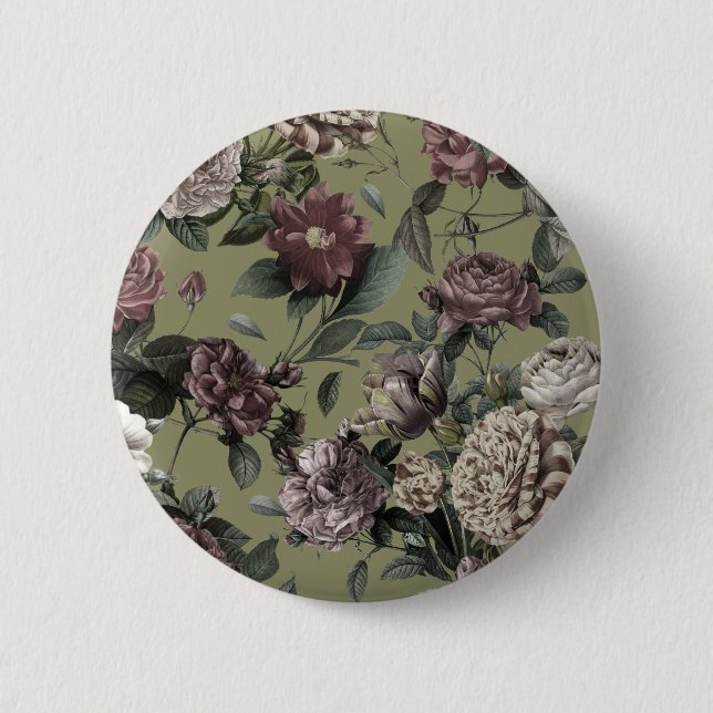 Vintage flowers pattern button (Front)
