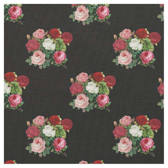 Vintage Flowers Pattern Fabric (Close Up)