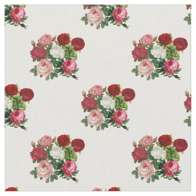 Vintage Flowers Pattern Fabric (Close Up)