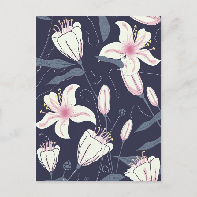 Vintage Flowers pattern Postcard (Front)