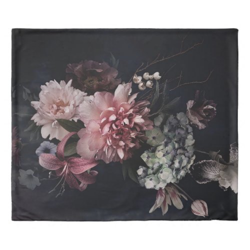 Vintage flowers Peonies tulips lily hydrangea  Duvet Cover