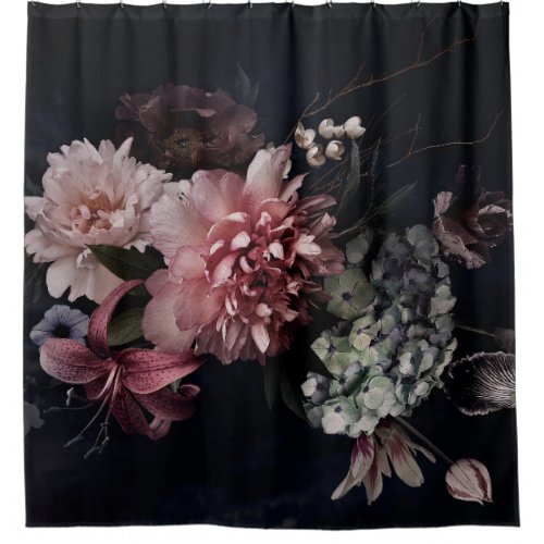 Vintage flowers Peonies tulips lily hydrangea  Shower Curtain
