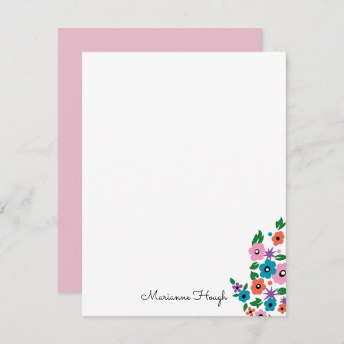 Vintage Flowers Personal Stationery Note Card