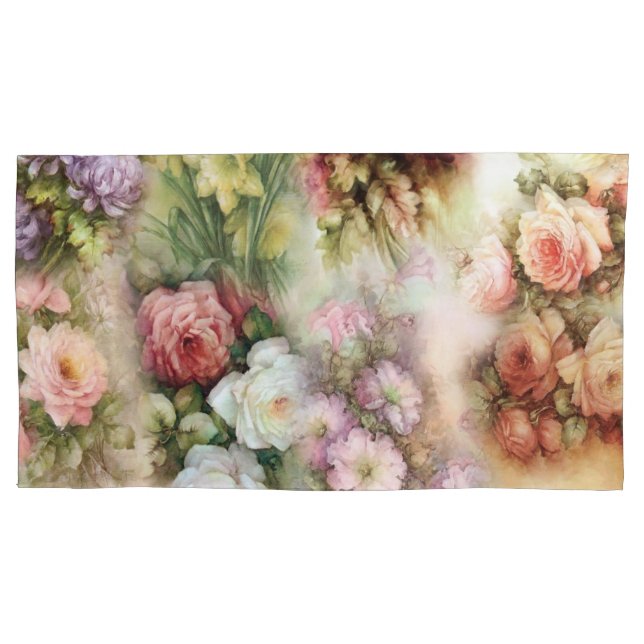 Vintage Flowers Pillow Case (Front-Left)