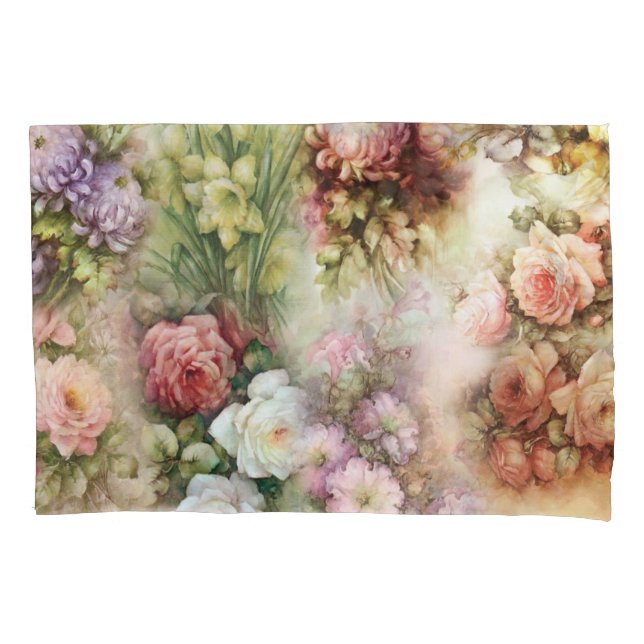 Vintage Flowers Pillow Case (Front)