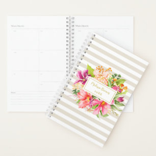 Vintage Flowers Pink Pastel Beige Elegant Planner