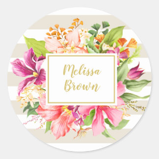 Vintage Flowers Pink Pastel Chic Elegant Sticker