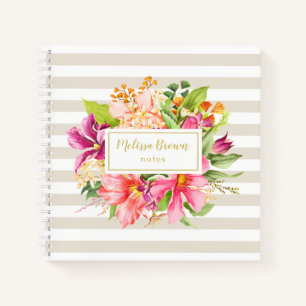 Vintage Flowers Pink Pastel Chic Spiral Notebook