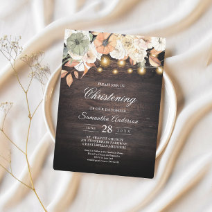 Vintage Flowers & Pumpkin Autumn Invitation