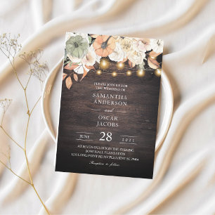 Vintage Flowers & Pumpkin Autumn Invitation