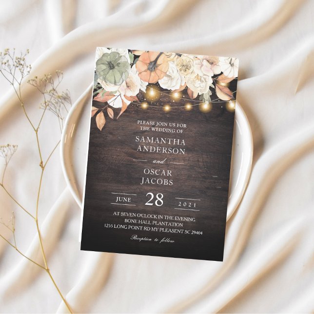 Vintage Flowers & Pumpkin Autumn  Invitation (Creator Uploaded)