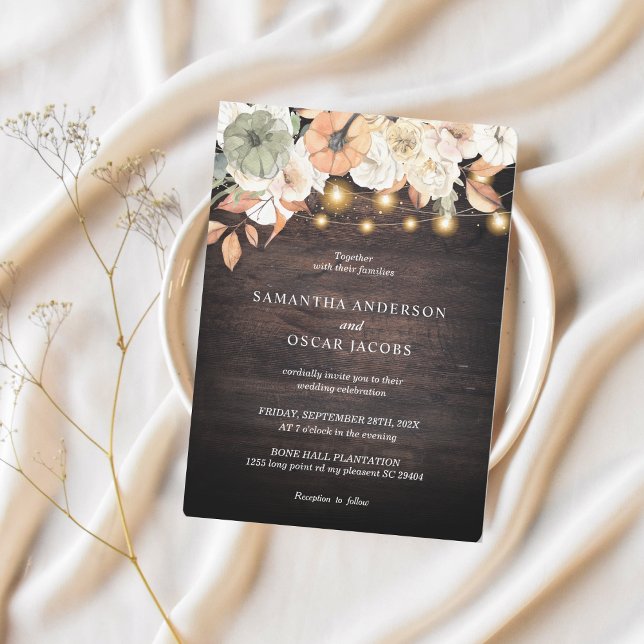 Vintage Flowers & Pumpkin Autumn  Invitation (Creator Uploaded)
