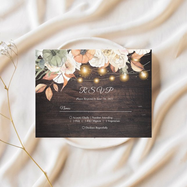 Vintage Flowers & Pumpkin Autumn  Invitation Postcard (Creator Uploaded)