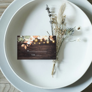 Vintage Flowers & Pumpkin Autumn Place Card