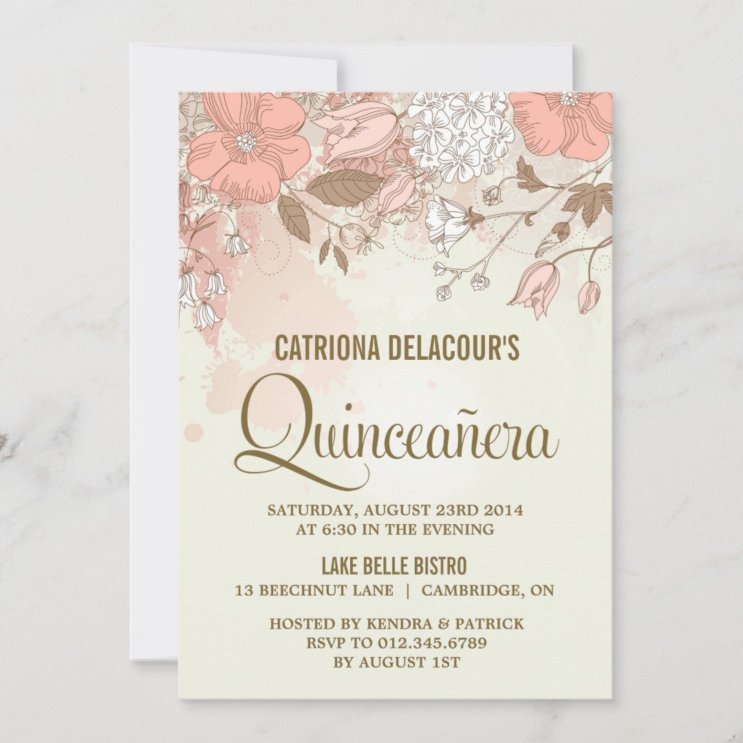 Vintage Flowers Quinceañera Invitation Zazzle