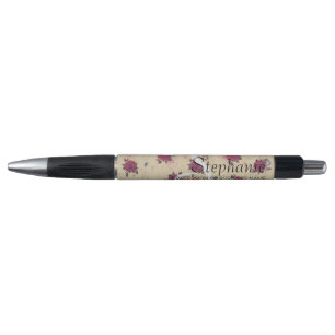 Vintage flowers red rose modern elegant brown cool pen