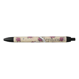 Vintage flowers red rose modern elegant brown cool pen