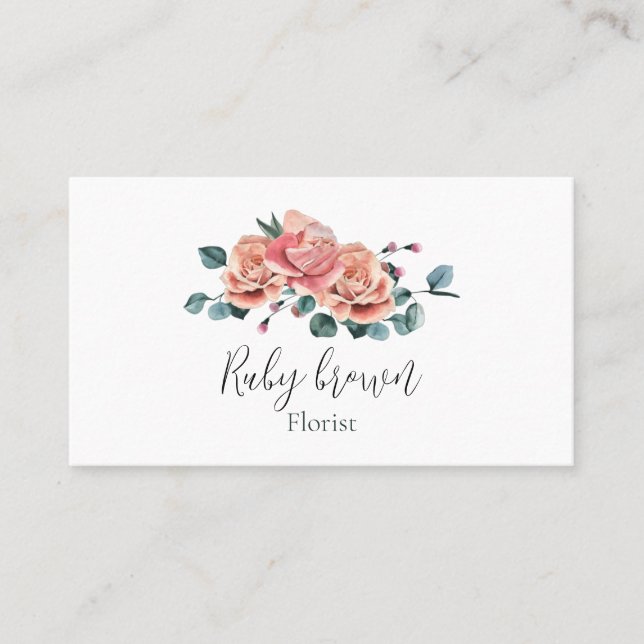 Vintage Flowers Rustic Pink Roses  Business Card (Front)