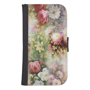 Vintage Flowers Galaxy S4 Wallet Case
