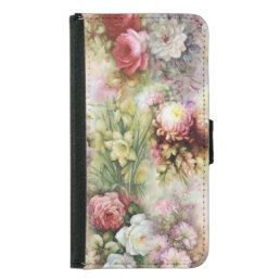 Vintage Flowers Samsung Galaxy S5 Wallet Case