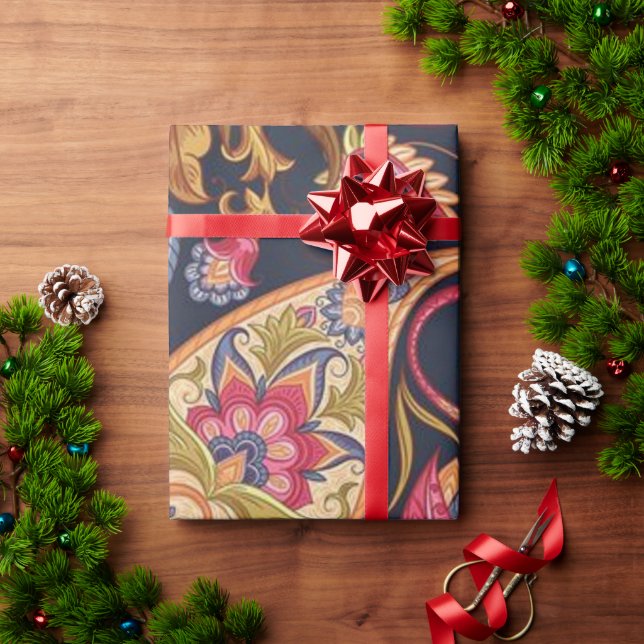 Vintage flowers seamless paisley pattern. wrapping paper (Holiday Gift)