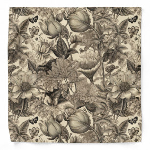 Vintage Flowers (Sephia) Bandana