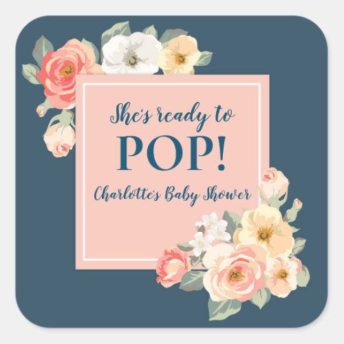 Vintage Flowers Shes Ready to Pop Baby Shower Tag