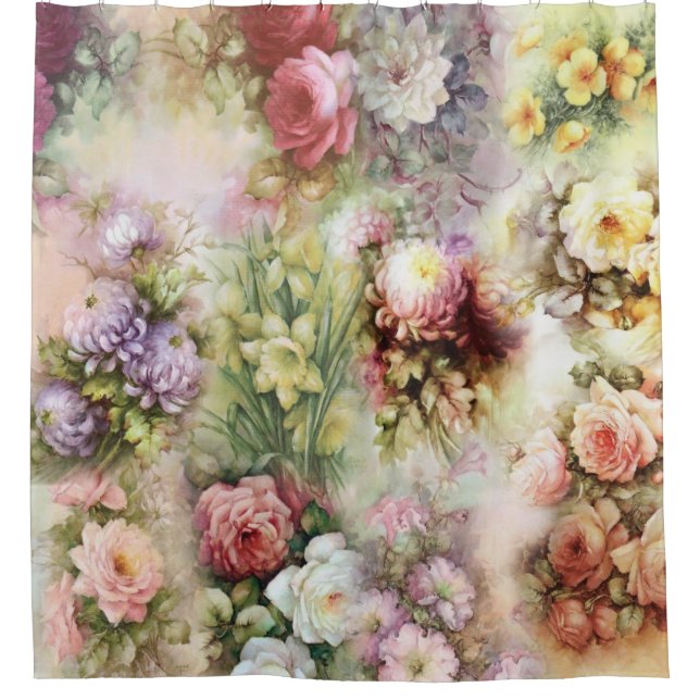Vintage Flowers Shower Curtain (Front)