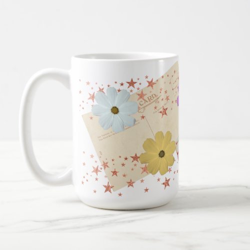 Vintage flowers stars and itams coffee mug