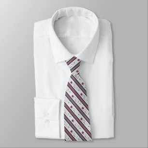 Vintage flowers striped pattern in black and pink neck tie