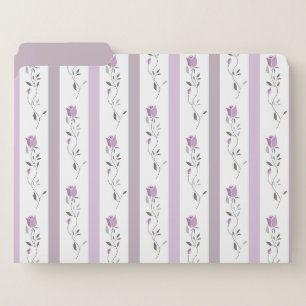 Vintage Flowers Striped pattern white beige pink File Folder