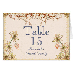 Vintage Flowers Table Seating Name Card