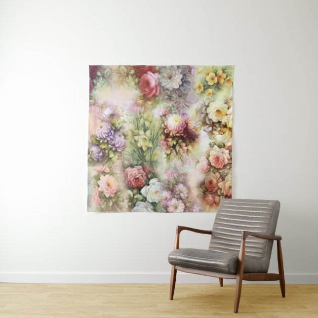 Vintage Flowers Tapestry (In Situ)