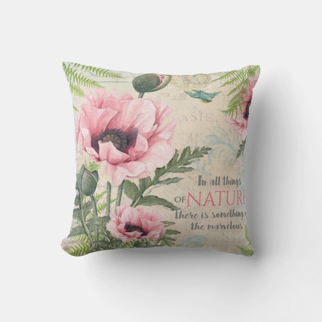 Vintage flowers throw pillow (Front)