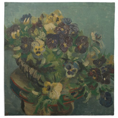 Vintage Flowers Van Gogh Basket of Pansies Cloth Napkin