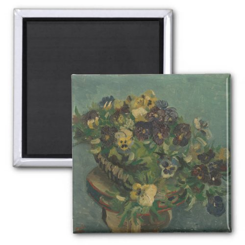 Vintage Flowers Van Gogh Basket of Pansies Magnet