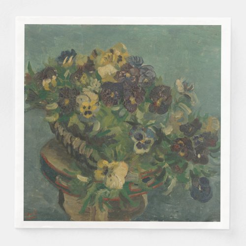 Vintage Flowers Van Gogh Basket of Pansies Paper Dinner Napkins