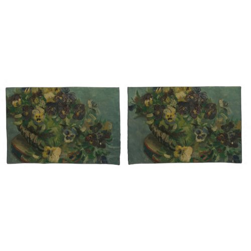 Vintage Flowers Van Gogh Basket of Pansies Pillow Case