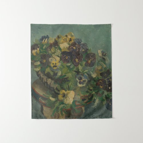 Vintage Flowers Van Gogh Basket of Pansies Tapestry